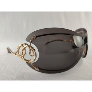 Roberto Cavalli RC223S Snake Crystal Temple Shield Sunglasses Brown Lens w/Case